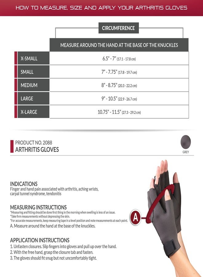 OTC Premium Support Arthritis Gloves, 1 Pair, Medium - Image 2