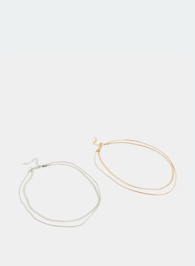 Styli Dual-Tone Layered Chain Necklace Set