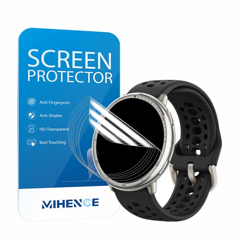 MIHENCE Screen Protector Compatible for Amazfit Active 2 Round Smartwatch, TPU HD Protective Film (6 PCS) - Image 1