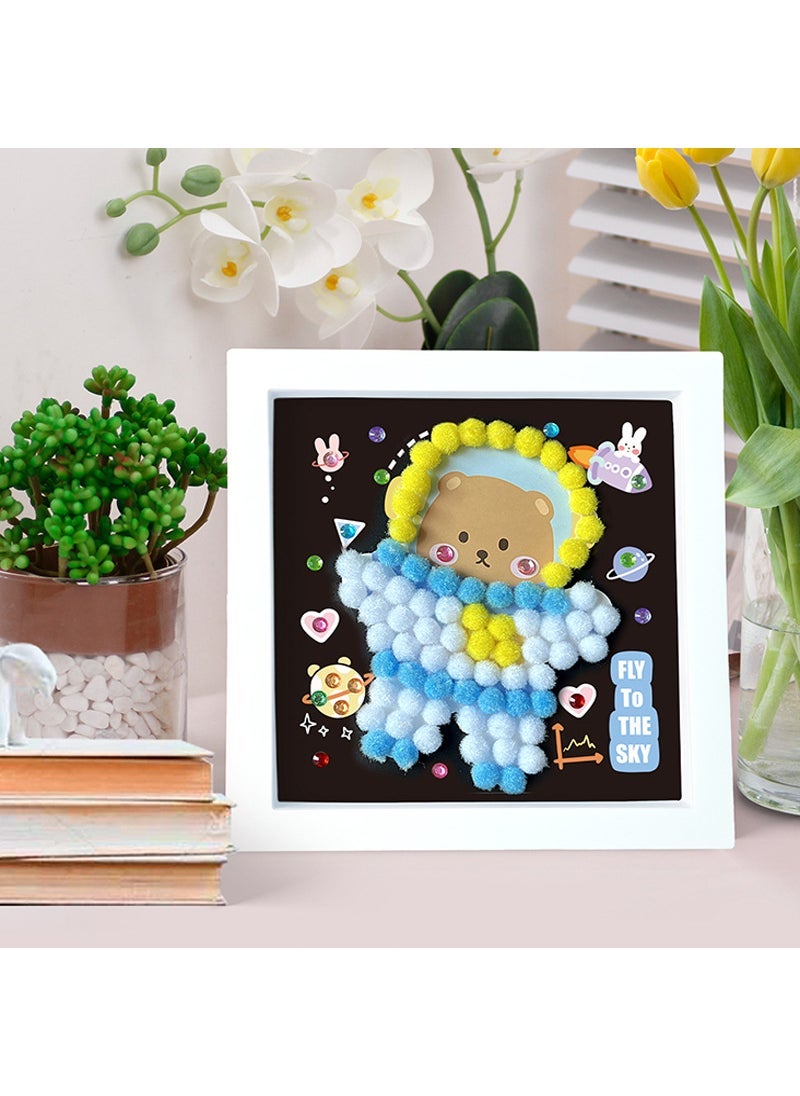 Fuzzy Pom-Pom Frame DIY Kit Astronaut style 