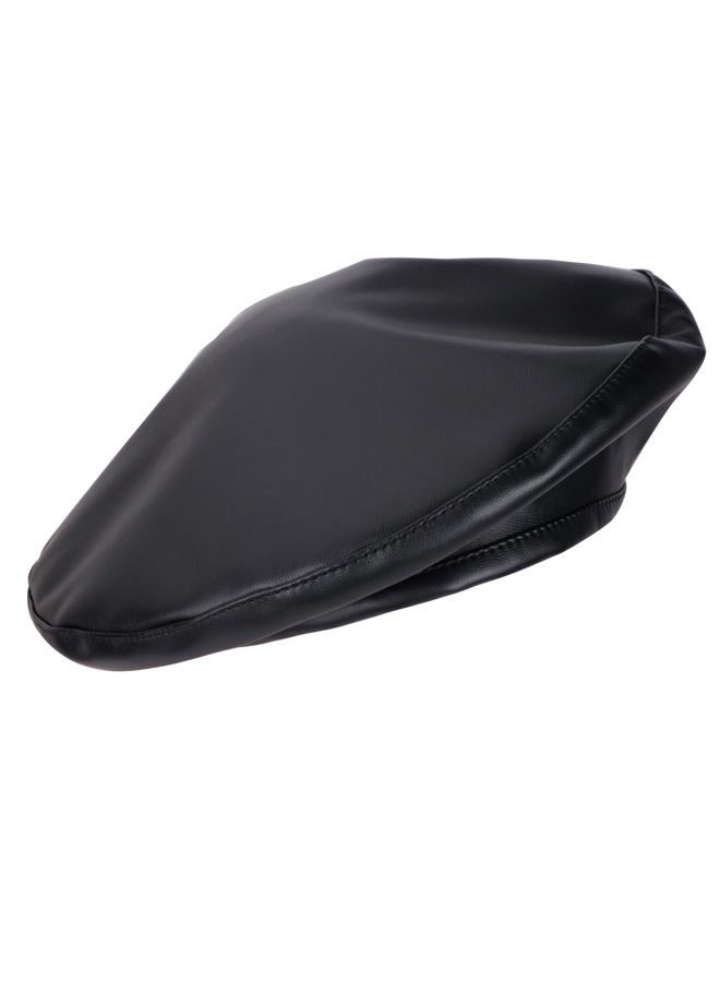 Umeepar Womens Classic Pu Leather French Beret Hat (Black) - Image 1