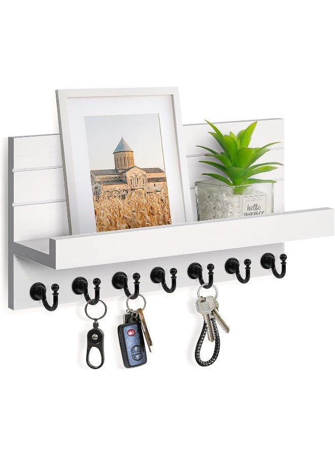 HONJIN Key Holder for Wall: Upgraded 7 Sturdy Key Hooks Easy Installation Mail Organizer Wall Mount Hanging Key Rack for Kitchen and Entryway Decor  - Image 1