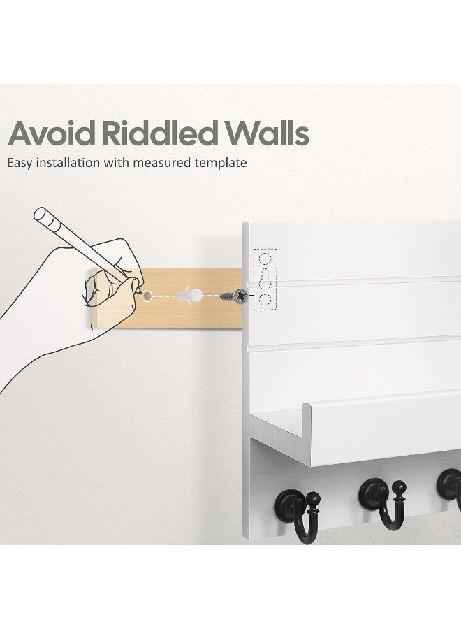 HONJIN Key Holder for Wall: Upgraded 7 Sturdy Key Hooks Easy Installation Mail Organizer Wall Mount Hanging Key Rack for Kitchen and Entryway Decor  - Image 2