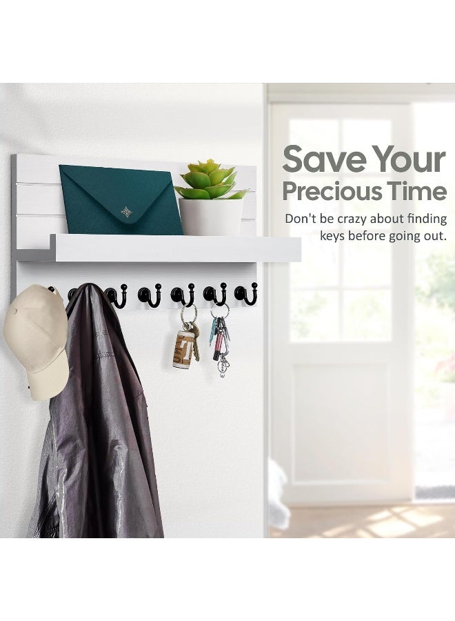 HONJIN Key Holder for Wall: Upgraded 7 Sturdy Key Hooks Easy Installation Mail Organizer Wall Mount Hanging Key Rack for Kitchen and Entryway Decor  - Image 3