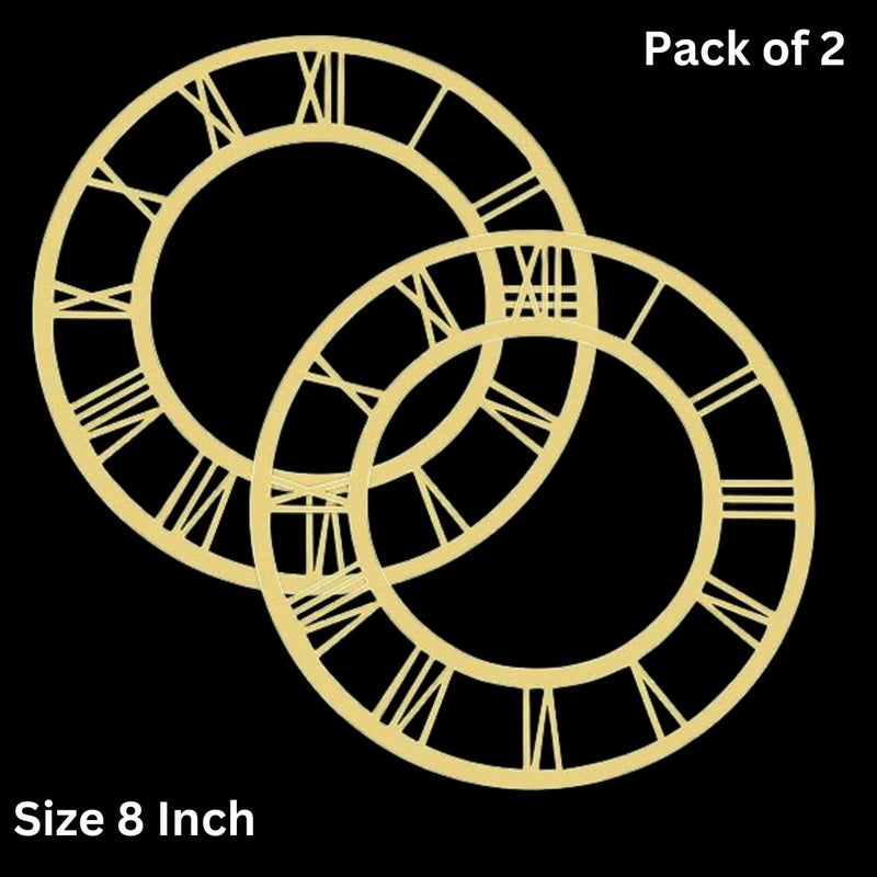 Snoogg SNOOGG 8 Inch Gold Classic Acrylic Clock Face Roman Ring for Resin, Crafts, DIY, Round Mirror Acrylic Clock Dial Plate with Roman Numerals, Resin Accessories Pack of 2  - Image 2