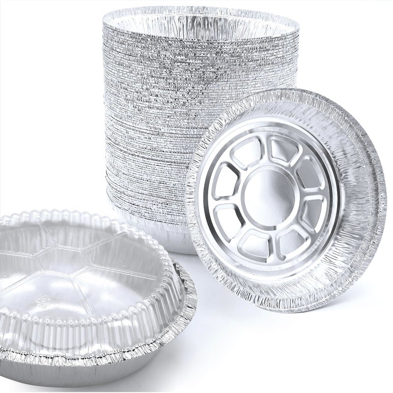 Spare Essentials 55 Pack  7 Round Aluminum Pans with Lids  Aluminum Foil Pans with Clear Lids  Freezer  Oven Safe Round Foil Pans with Lids Takeout Air Fryer Disposable Ideal for Baking