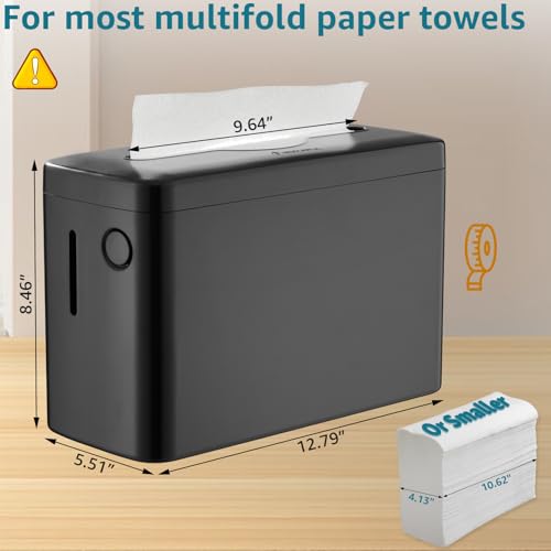 modunful Multifold Paper Towel Dispenser Countertop, Heavy Duty Wide-Design, 300-Sheet Large Capacity Black Paper Towel Holder, Compatible with Tork, AmazonCommercial, Kleenex, Scott, Pacific Multifold Towels - Image 4