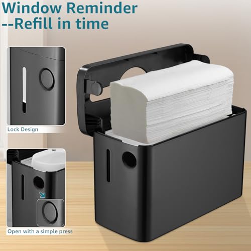 modunful Multifold Paper Towel Dispenser Countertop, Heavy Duty Wide-Design, 300-Sheet Large Capacity Black Paper Towel Holder, Compatible with Tork, AmazonCommercial, Kleenex, Scott, Pacific Multifold Towels - Image 3