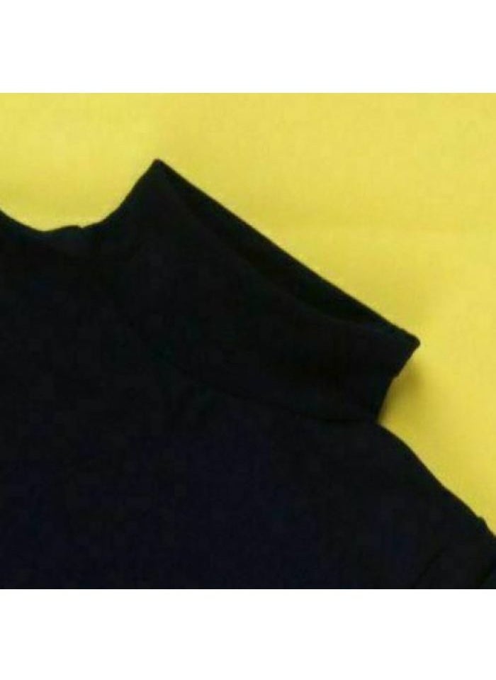 Generic - High Cool Basic Children's T-Shirt for Boys and Girls, Winter, High Neck and Long Sleeves, Wool Lined with Pillow, Black - Image 1
