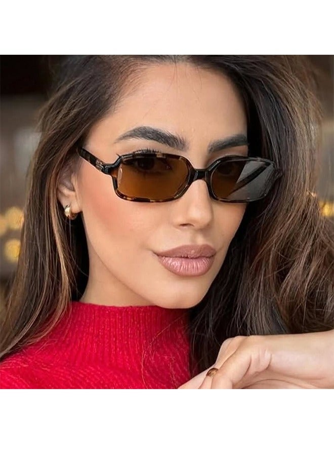 Generic Square Small Frame Sunglasses Retro Leopard Print Men'S And Women'S Uv400 Retro Sunglasses  - Image 1