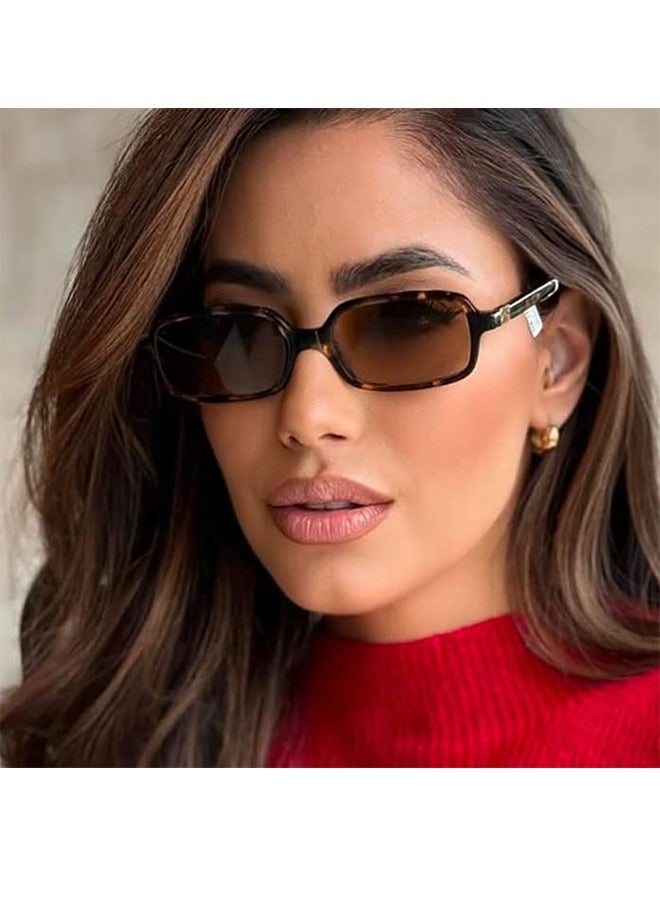 Generic Square Small Frame Sunglasses Retro Leopard Print Men'S And Women'S Uv400 Retro Sunglasses  - Image 3
