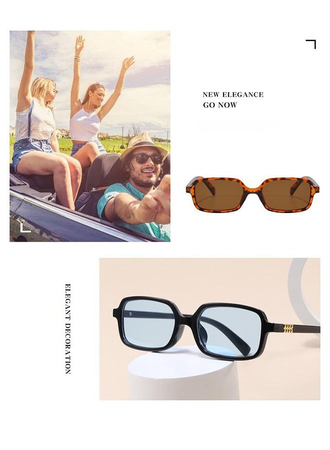 Generic Square Small Frame Sunglasses Retro Leopard Print Men'S And Women'S Uv400 Retro Sunglasses  - Image 5