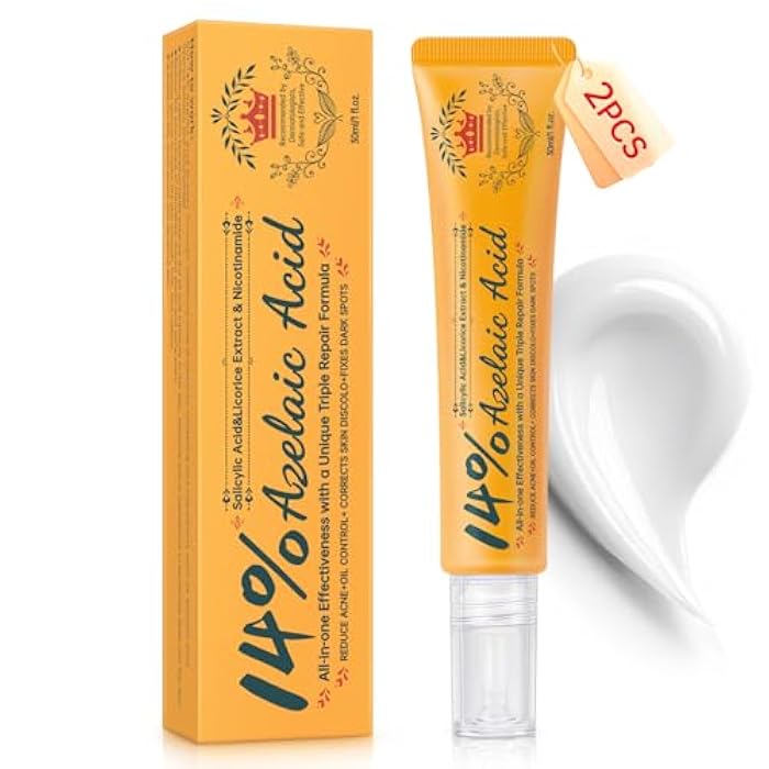 CHANGARLOAD 14% Azelaic Acid Acne Cream - Dark Spot Remover for Face, Acne Treatment & Spot Care Salicylic Acid & Niacinamide – Redness Reducing Skin Care, Evens Tone & Soothes Irritation, Rosacea - 2 Pcs.1oz - Image 1