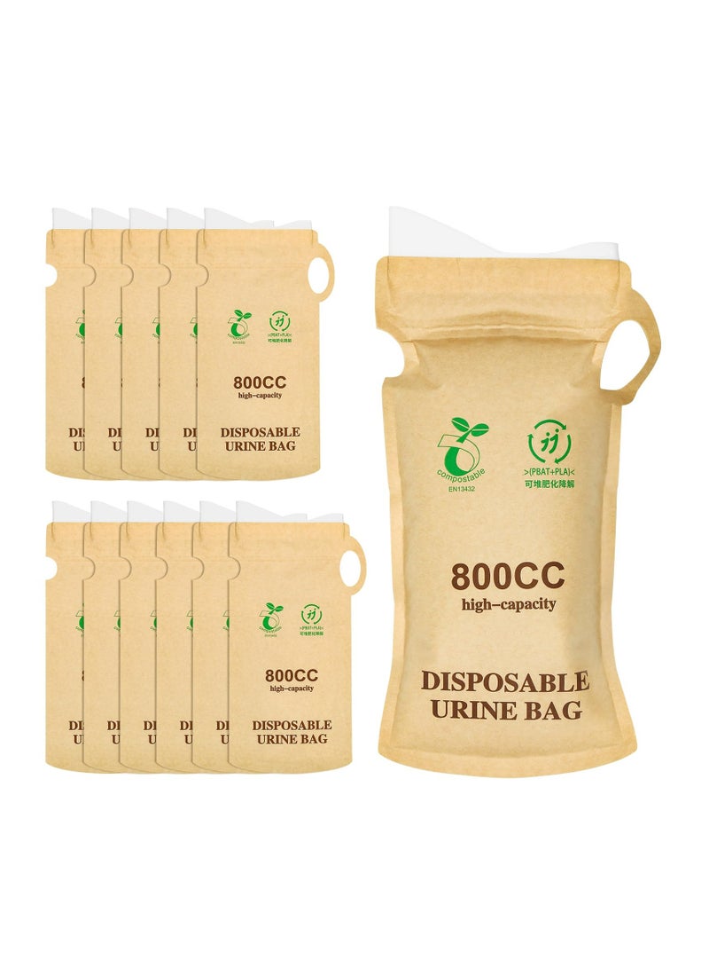 Excefore Disposable Urine Bags, 100% Compostable Unisex Urinals, 12 PCS 800ML Emergency Toilet for Car, Portable Camping Urinal Bags with Superior Absorbent Pad for Camping,Traffic Jams, Pregnant, Patient - Image 1