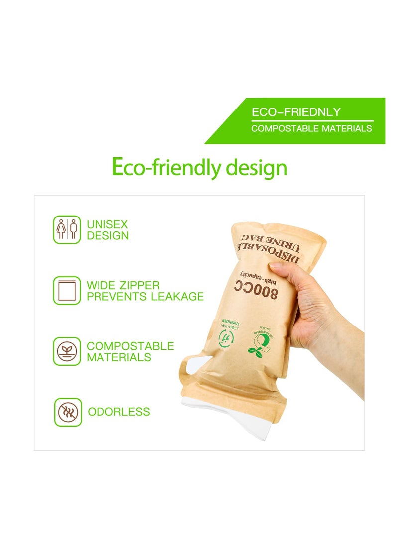 Excefore Disposable Urine Bags, 100% Compostable Unisex Urinals, 12 PCS 800ML Emergency Toilet for Car, Portable Camping Urinal Bags with Superior Absorbent Pad for Camping,Traffic Jams, Pregnant, Patient - Image 5