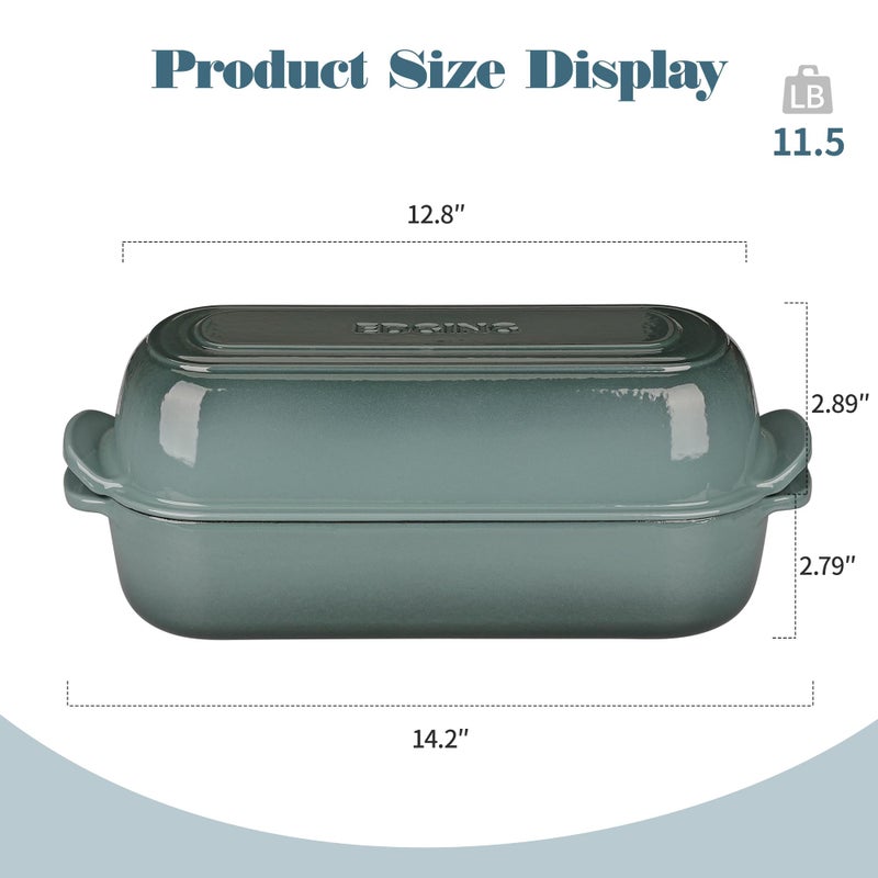 EDGING CASTING Enameled Cast Iron Loaf Pan with Lid, Bread pan, Dutch Oven Bread pan for Homemade Sourdough Bread Baking, 12.5x5.5 inch, 5qt, Slateblue - Image 2