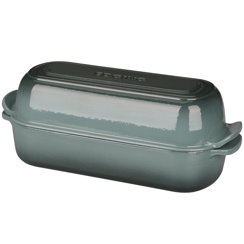 EDGING CASTING Enameled Cast Iron Loaf Pan with Lid, Bread pan, Dutch Oven Bread pan for Homemade Sourdough Bread Baking, 12.5x5.5 inch, 5qt, Slateblue - Image 3