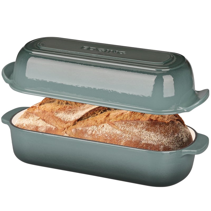 EDGING CASTING Enameled Cast Iron Loaf Pan with Lid, Bread pan, Dutch Oven Bread pan for Homemade Sourdough Bread Baking, 12.5x5.5 inch, 5qt, Slateblue - Image 1