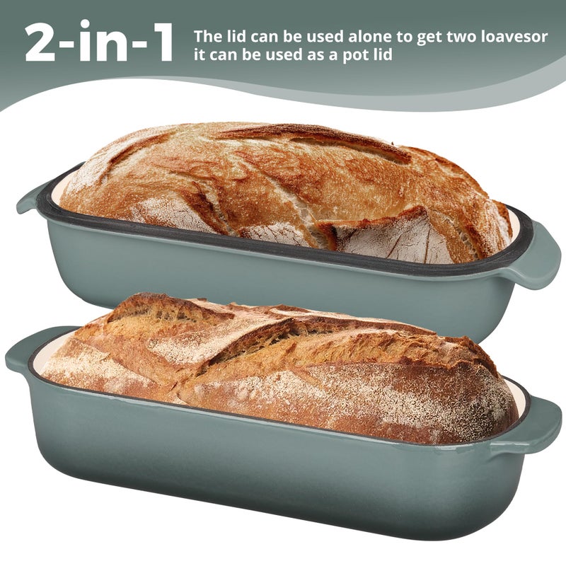 EDGING CASTING Enameled Cast Iron Loaf Pan with Lid, Bread pan, Dutch Oven Bread pan for Homemade Sourdough Bread Baking, 12.5x5.5 inch, 5qt, Slateblue - Image 4