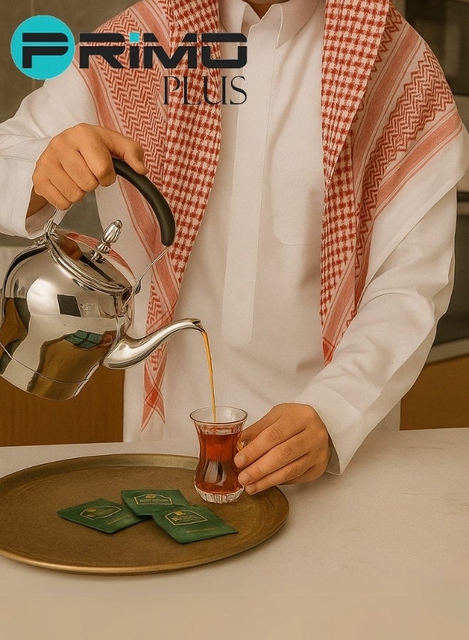 بريمو بلس طقم دلة قهوة سعودية كهربائية 1 لتر + إبريق شاي كهربائي 1.2 لتر من بريمو بلس موديل PR622 – تصميم فاخر من الستانلس ستيل المقاوم للصدأ، تحكم رقمي ذكي، قوة 800 واط، مثالي للمنزل والضيافة والمناسبات - Image 4