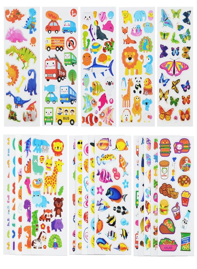 DaiUni 24 Sheets(500+) 3D Puffy Stickers for Toddlers Kids, Bulk Preschool Sticker Sheets for Reward, Craft, Scrapbooking Including Animal, Fruits, Dinosaurs, Fish and More - Image 1