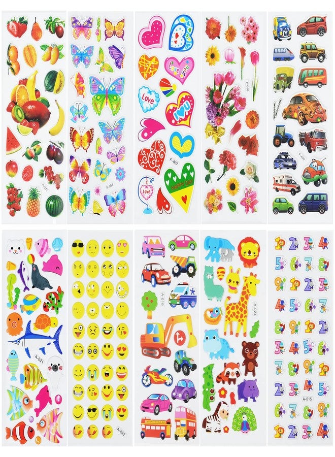 DaiUni 24 Sheets(500+) 3D Puffy Stickers for Toddlers Kids, Bulk Preschool Sticker Sheets for Reward, Craft, Scrapbooking Including Animal, Fruits, Dinosaurs, Fish and More - Image 3