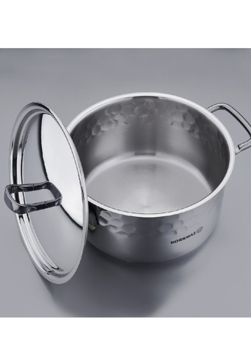 Korkmaz 8 Pieces Stainless Steel Turkish Quarry Erna Steel Cookware Set From Korkmaz Silver - Image 2