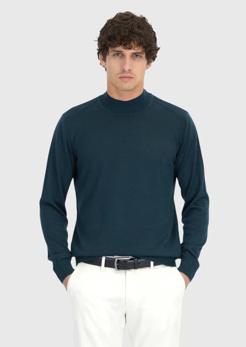 Ramsey Petrol Blue Knitwear Sweatshirt