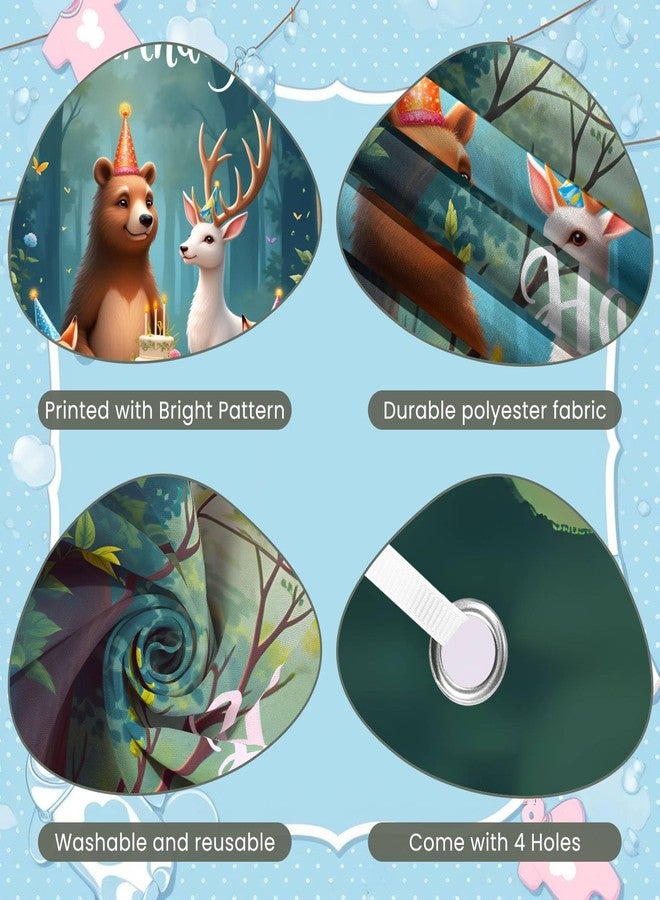 Woosytoo Woodland Animals Birthday Door Cover Happy Birthday Forest Animals Door Banner Hanging Decoration Birthday Party Supplies Cute Animal Theme Front Door Banner for Kids Boys Girls - Image 3
