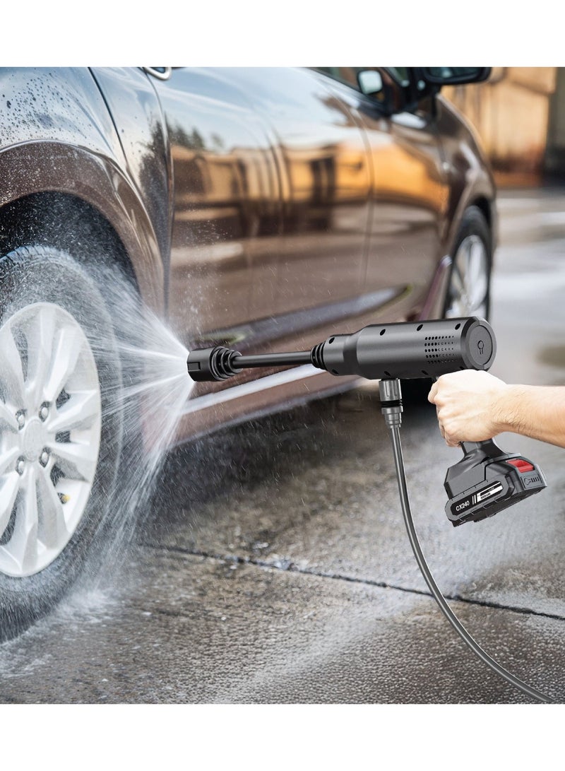 جرين ليون غسالة ضغط لاسلكية مزودة بأنبوب مدخل مياه بطول 5 أمتار، بقدرة 240 واط، وضغط أقصى 36 بار، وبطارية قابلة للفصل بسعة 6000 مللي أمبير، ومدى رش من 6 إلى 8 أمتار، ومعدل تدفق 4 لتر/دقيقة، محمولة مع حقيبة تخزين - أسود - Image 2