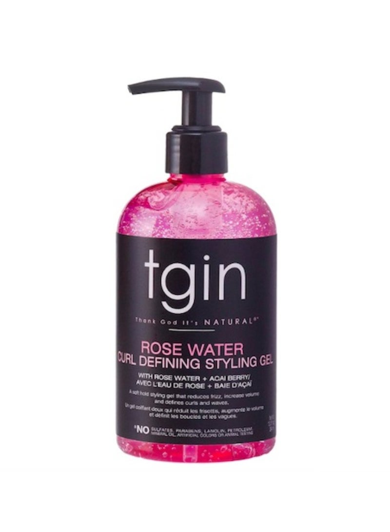 Tgin Rosewater Styling Gel for Natural Curly, Wavy, Low Porosity, Fine Hair, 13 oz - Image 1