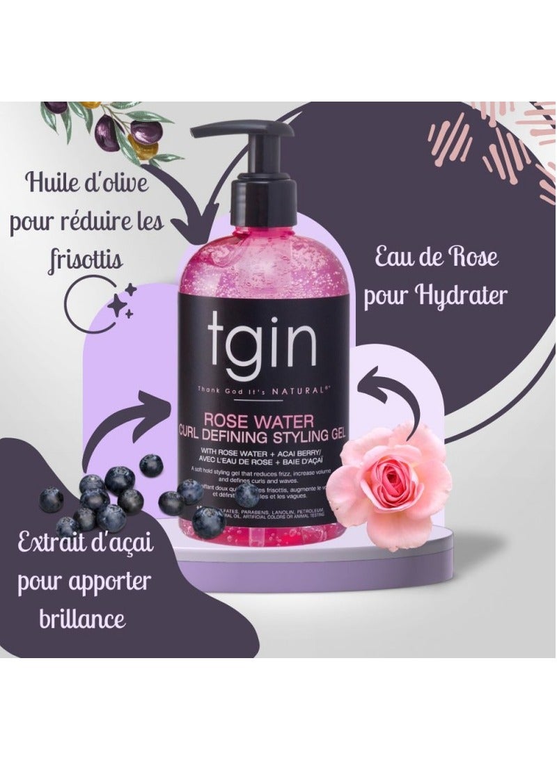 Tgin Rosewater Styling Gel for Natural Curly, Wavy, Low Porosity, Fine Hair, 13 oz - Image 2