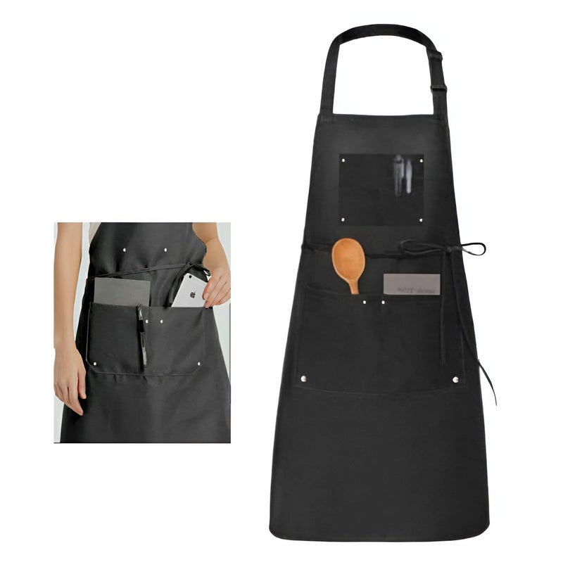 Vencier Chef Apron Kitchen Waterproof Cooking Catering Butcher Kitchen Cooks Restaurant Bistro BBQ School College (Black) - Image 1