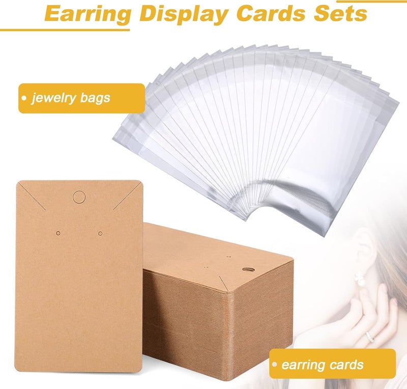 ovsor Works Great Earring Display Cards - Well-made 3.5 x 2.4 Inches Earring Cards with Good Paper Quality, Plus Clear Packaging Bags That Don't Tear Easily, for Earrings Necklace Jewelry Cards - Image 2