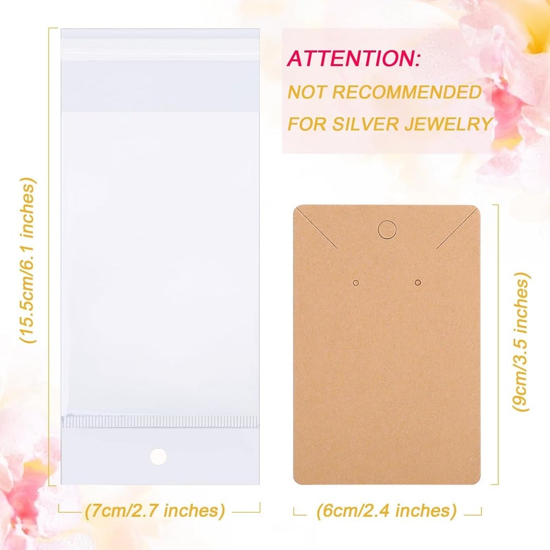 ovsor Works Great Earring Display Cards - Well-made 3.5 x 2.4 Inches Earring Cards with Good Paper Quality, Plus Clear Packaging Bags That Don't Tear Easily, for Earrings Necklace Jewelry Cards - Image 3