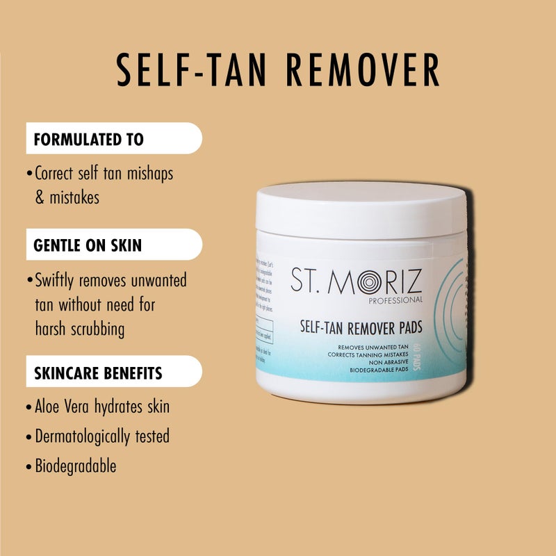St. Moriz St Moriz Professional Self Tan Remover Pads - Removes Self Tanner Instantly - Fix Tanning Mistakes - Rapid Self Tan Eraser - Gentle on Skin - Dermatologically Tested - Vegan - 60 Pads - Image 2