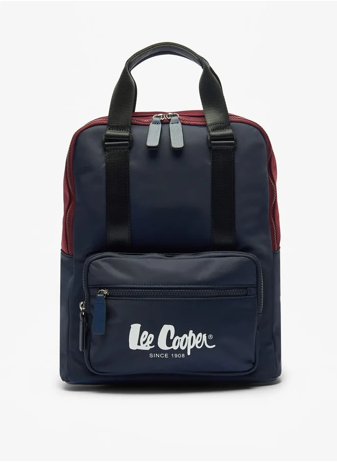 Lee Cooper Colourblock Backpack with Adjustable Straps and Zip Closure - 31x14x37 cm