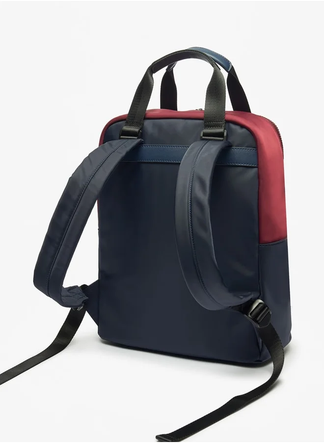 لي كوبر Colourblock Backpack with Adjustable Straps and Zip Closure - 31x14x37 cm