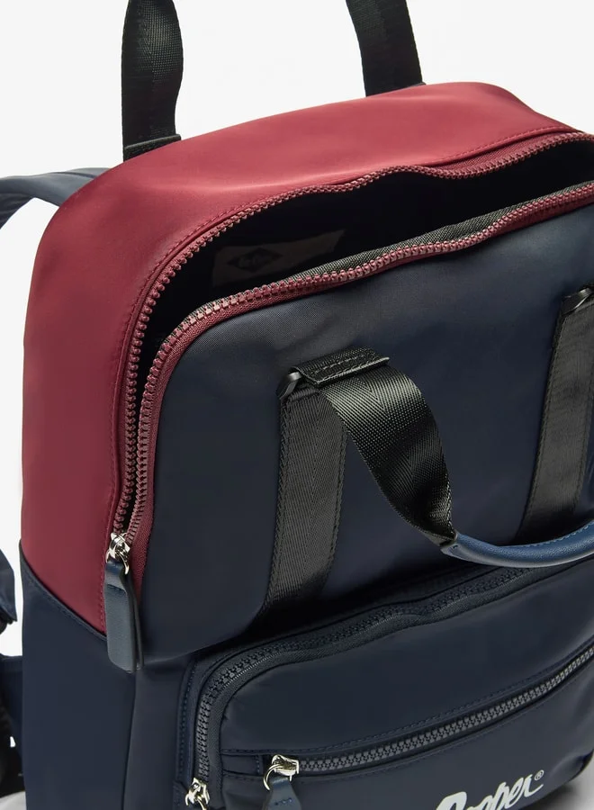 Lee Cooper Colourblock Backpack with Adjustable Straps and Zip Closure - 31x14x37 cm