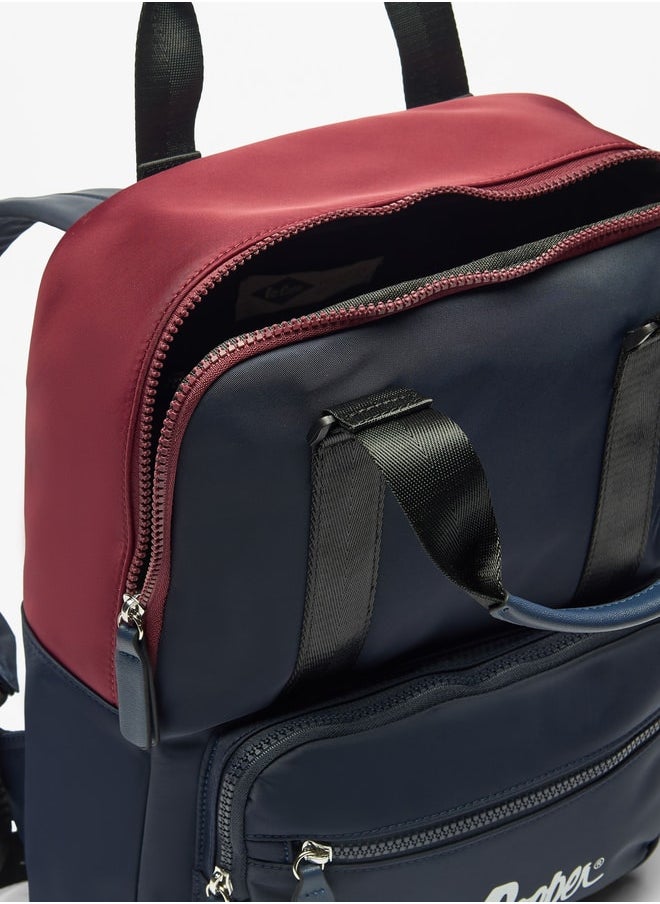Lee Cooper - Colourblock Backpack with Adjustable Straps and Zip Closure - 31x14x37 cm - Image 1