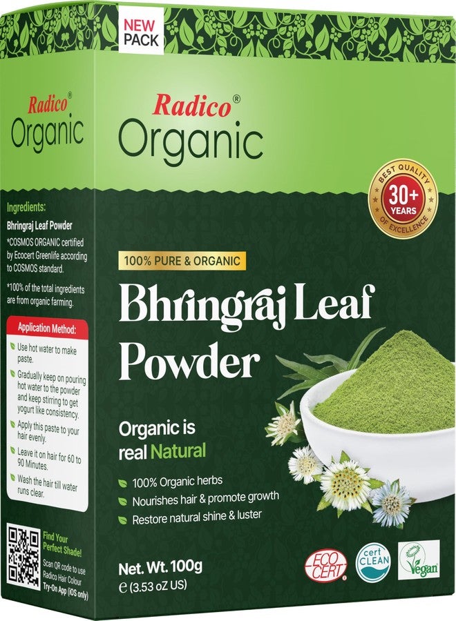 Radico Organic Bhringraj Hair Treatment Powder - 100% Organic, 100% Natural Herbs For Soft, Shiny & Healthy Hair, Anti Hair Loss, Repair & Nourish Damaged Hair, Prevents Dandruff & Hair Thinning-100g - Image 1