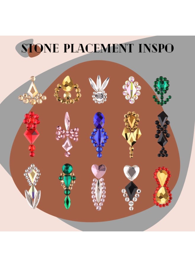 عام 3220pcs Champagne Gold Nail Rhinestons 120pcs أشكال متعددة الأشكال الساحرة الأحجار الكريمة Crystal+3100pcs 1.5-4mm حبات مستديرة ، أحجار كريمة الماس الزجاجي لأظافر الأكريليك المبهجة - Image 4