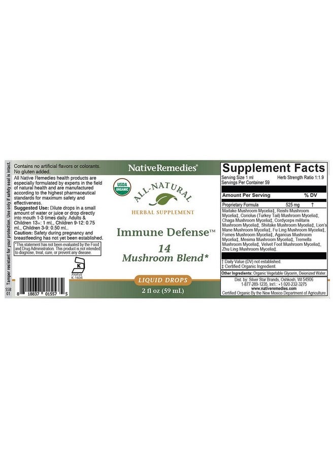 Native Remedies Native Remedies Immune Defense 14 Mushroom Blend to Protect and Maintain Immune System Function, 2 Fl oz.  - Image 5