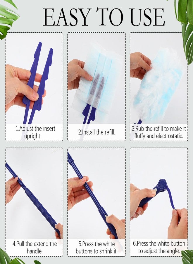 Maxcheck 180 Pcs 180° Disposable Dusters Refills Thickened Degree Heavy Duty Dusters Replacement Head with 3 Handles for Furniture Ceiling Cleaning(Blue, White) - Image 5