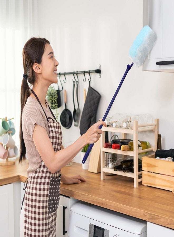 Maxcheck 180 Pcs 180° Disposable Dusters Refills Thickened Degree Heavy Duty Dusters Replacement Head with 3 Handles for Furniture Ceiling Cleaning(Blue, White) - Image 4