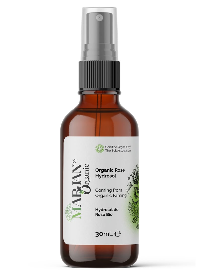 MARJAN ORGANIC Rose Bulgarian Hydrosol Floral Water 30ml - Certified Organic - Toner & Cleanser - Body Mist - Perfect for Skin, Face, Homemade Beauty Products Vegan GMO Free  - Image 1