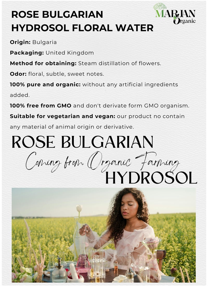 MARJAN ORGANIC Rose Bulgarian Hydrosol Floral Water 30ml - Certified Organic - Toner & Cleanser - Body Mist - Perfect for Skin, Face, Homemade Beauty Products Vegan GMO Free  - Image 2