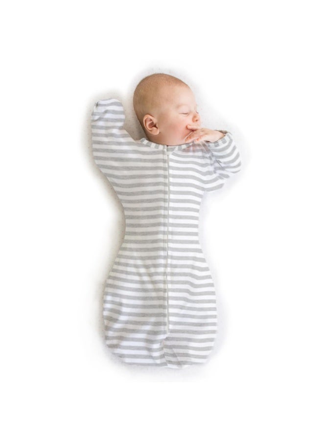 Bluejw Transitional Swaddle Sack, Arms Up Half-Length Sleeves & Mitten Cuffs, Swaddle for Newborn Transition to Baby Sleep Sack Wearable Blanket, 3-6 Month, 14-21 lb, Heathered Gray Stripes - Image 3