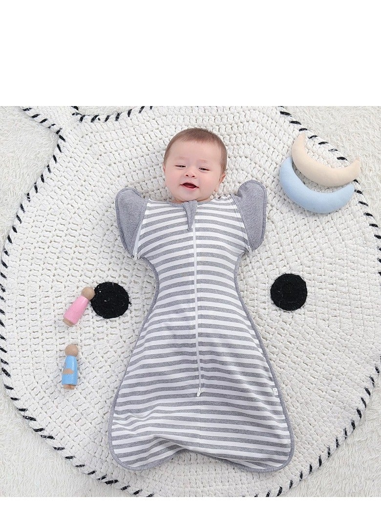 Bluejw Transitional Swaddle Sack, Arms Up Half-Length Sleeves & Mitten Cuffs, Swaddle for Newborn Transition to Baby Sleep Sack Wearable Blanket, 3-6 Month, 14-21 lb, Heathered Gray Stripes - Image 4