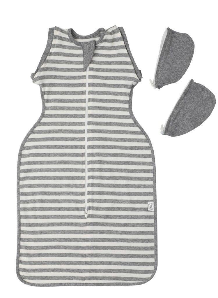 Bluejw Transitional Swaddle Sack, Arms Up Half-Length Sleeves & Mitten Cuffs, Swaddle for Newborn Transition to Baby Sleep Sack Wearable Blanket, 3-6 Month, 14-21 lb, Heathered Gray Stripes - Image 5